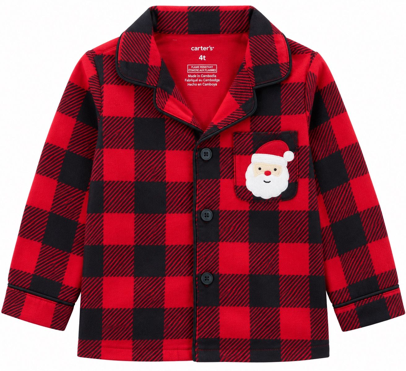 Carter’s Boys’ Red Buffalo Plaid Pajama Shirt