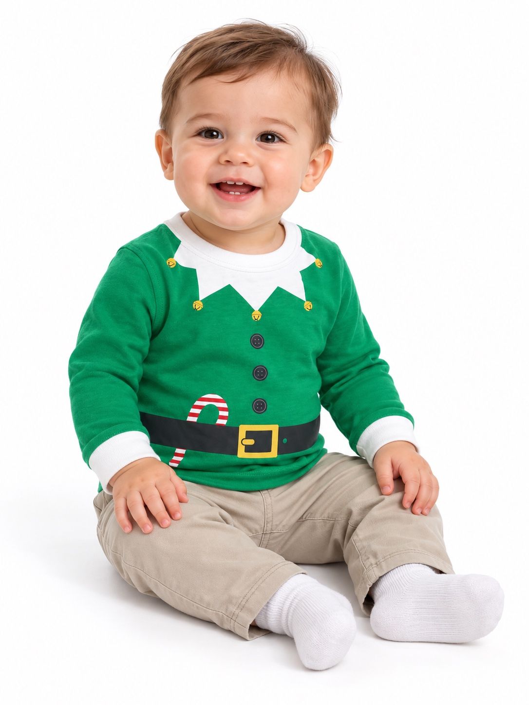 Carter’s Baby Boys’ Green Christmas Elf Long-Sleeve Top, photo 2