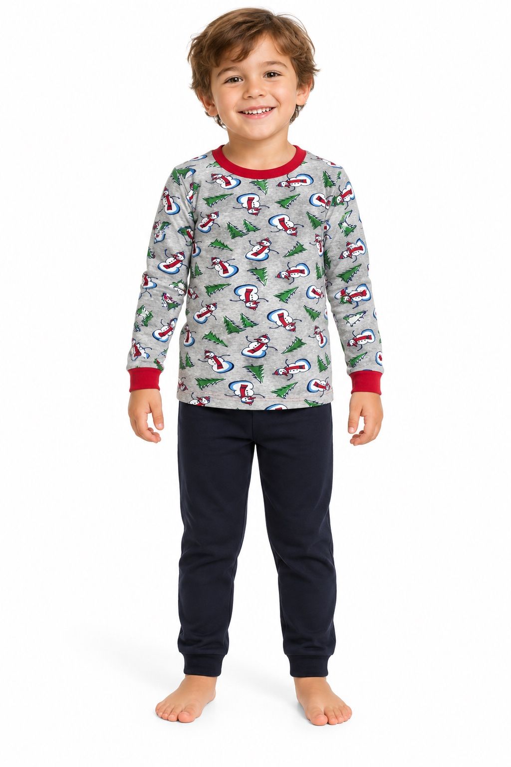 Olivia Mini Kids’ Snowman Christmas Long-Sleeve Top, photo 2