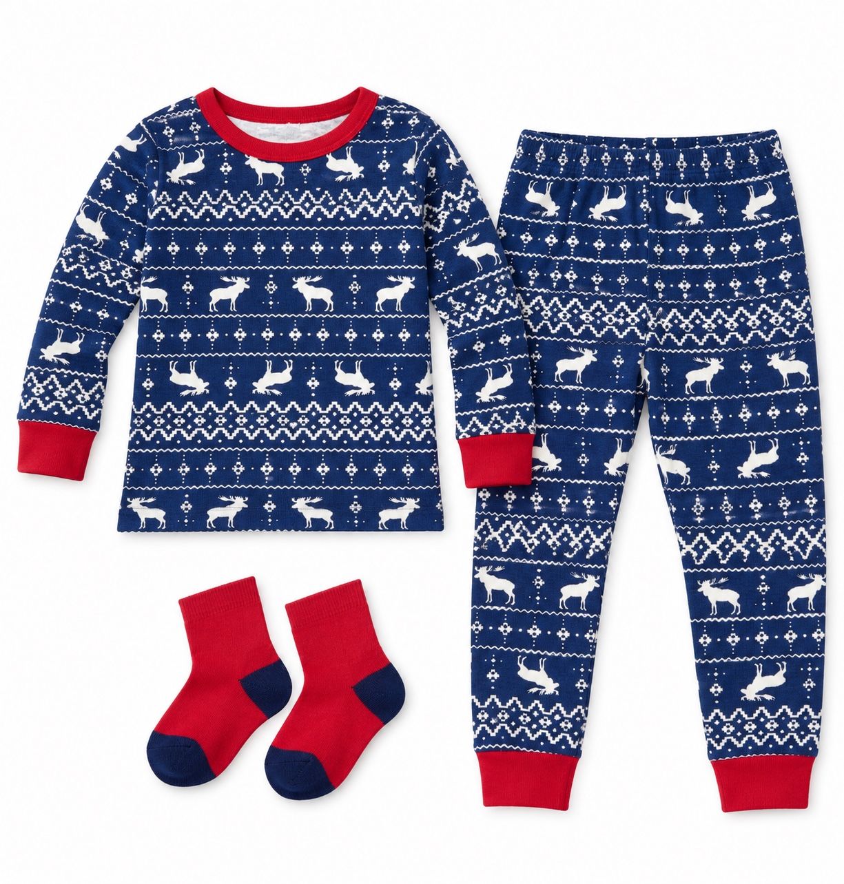 Toddler Boys’ 3-Piece Nordic Reindeer Pajama Set