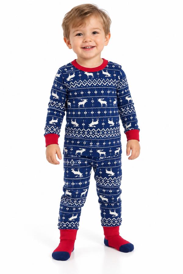 Toddler Boys’ 3-Piece Nordic Reindeer Pajama Set, photo 2