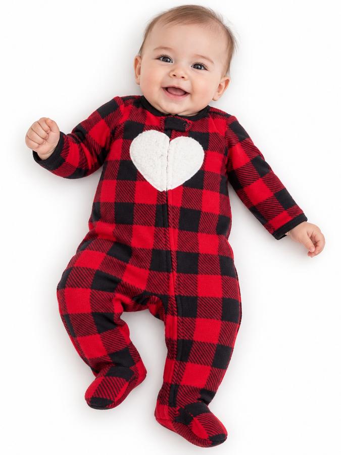 Carter’s Baby Buffalo Plaid Heart Footed Sleeper, photo 2