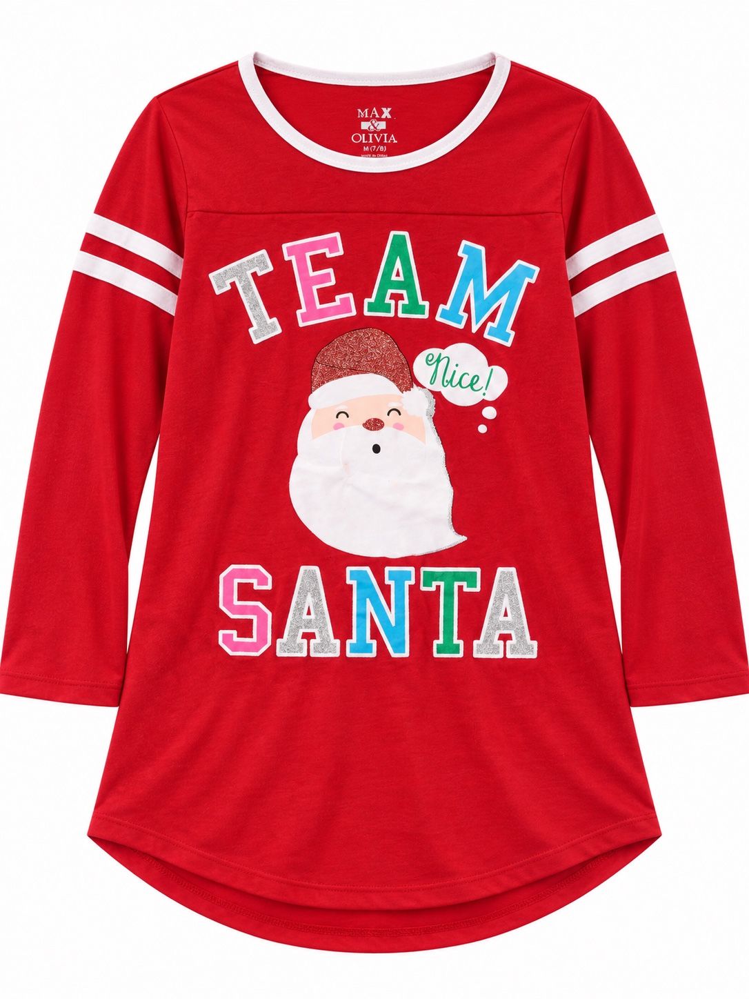 Max & Olivia Girls’ Team Santa Christmas Nightshirt