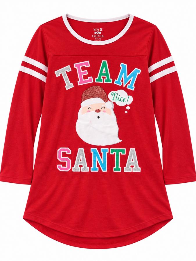 Max & Olivia Girls’ Team Santa Christmas Nightshirt
