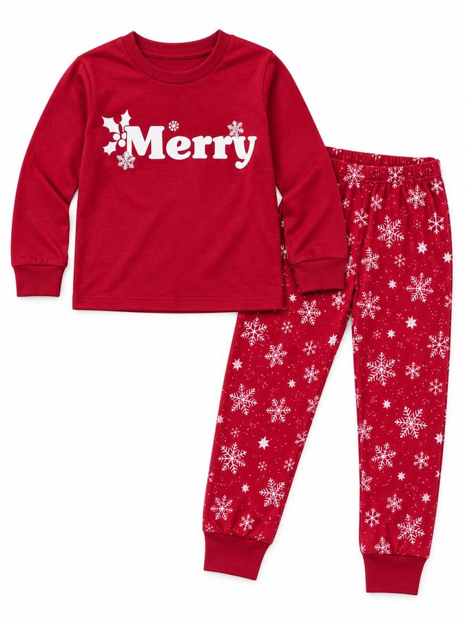 Girls’ Cranberry Merry Christmas Pajama Set