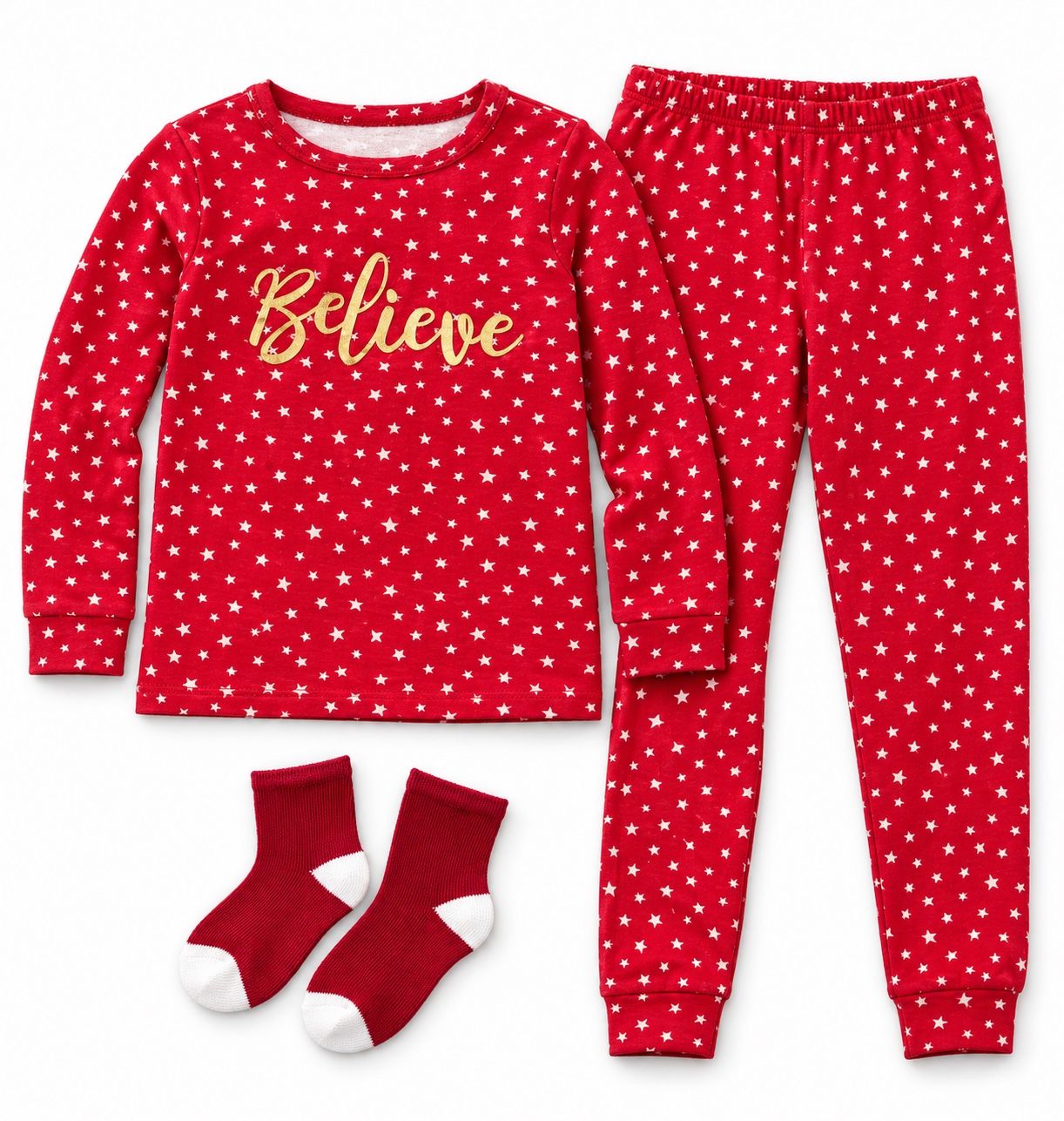 Girls’ Red Star “Believe” 3-Piece Pajama Set
