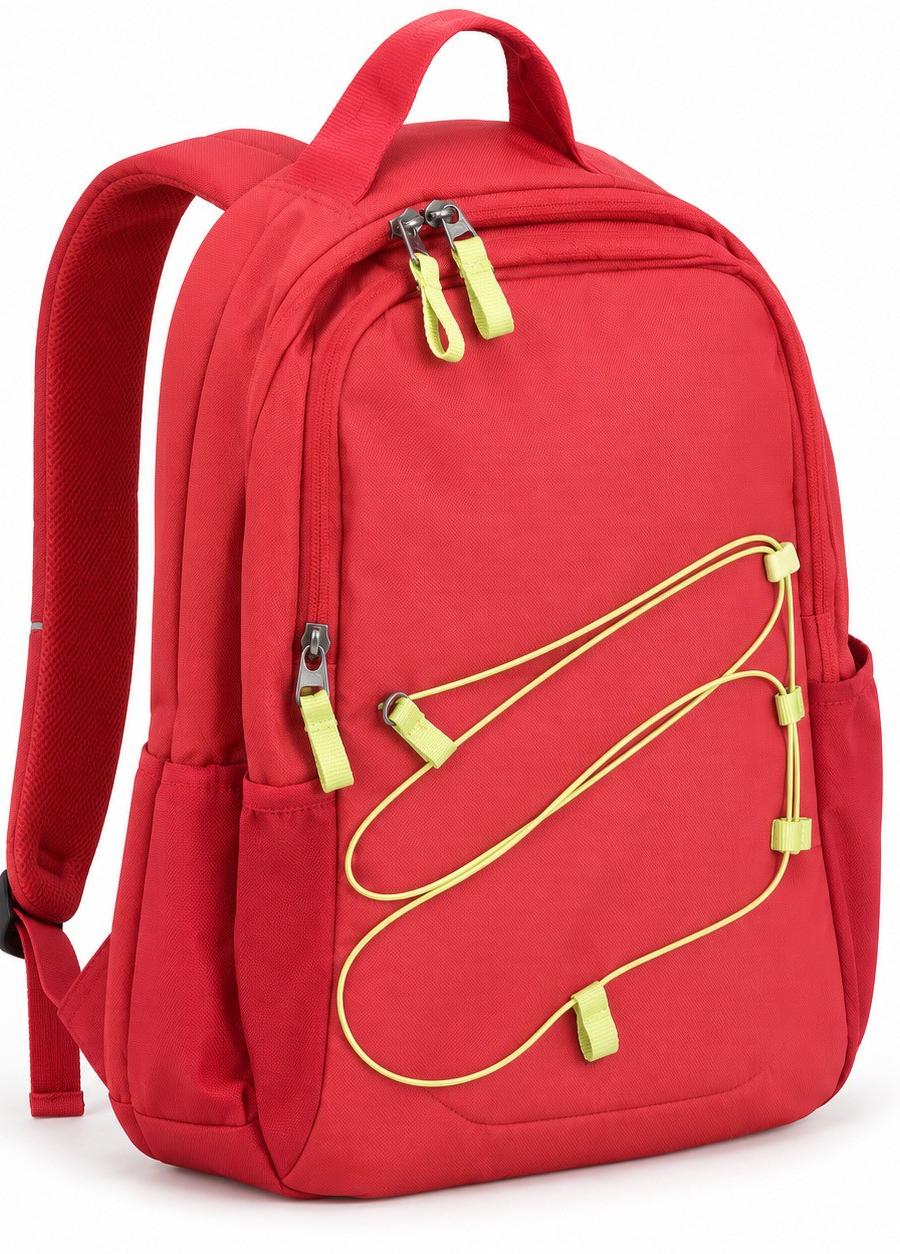 D.Franklin Multi-Pocket Nylon Backpack Red – School & Laptop Bag