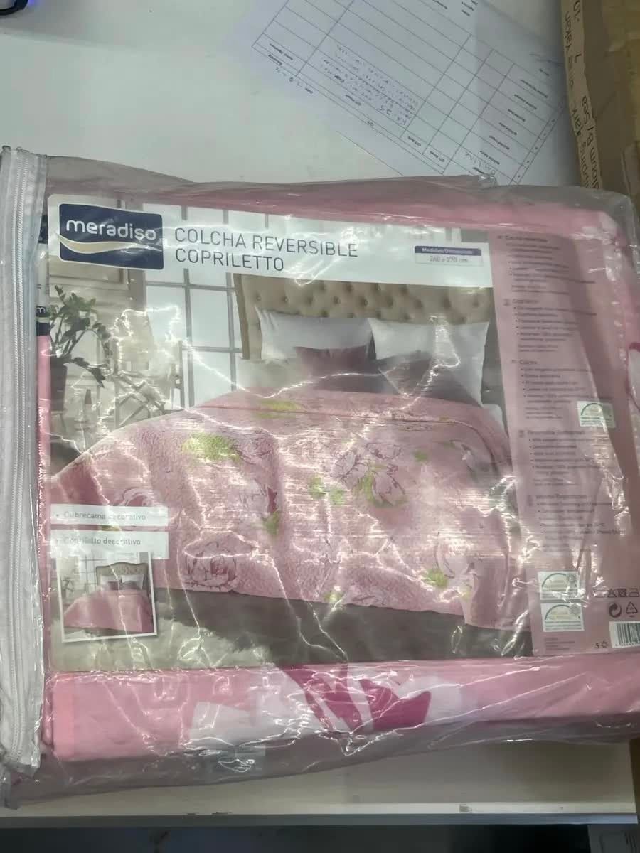 Meradiso Pink Floral Reversible Bedspread 260 × 270 cm, photo 4