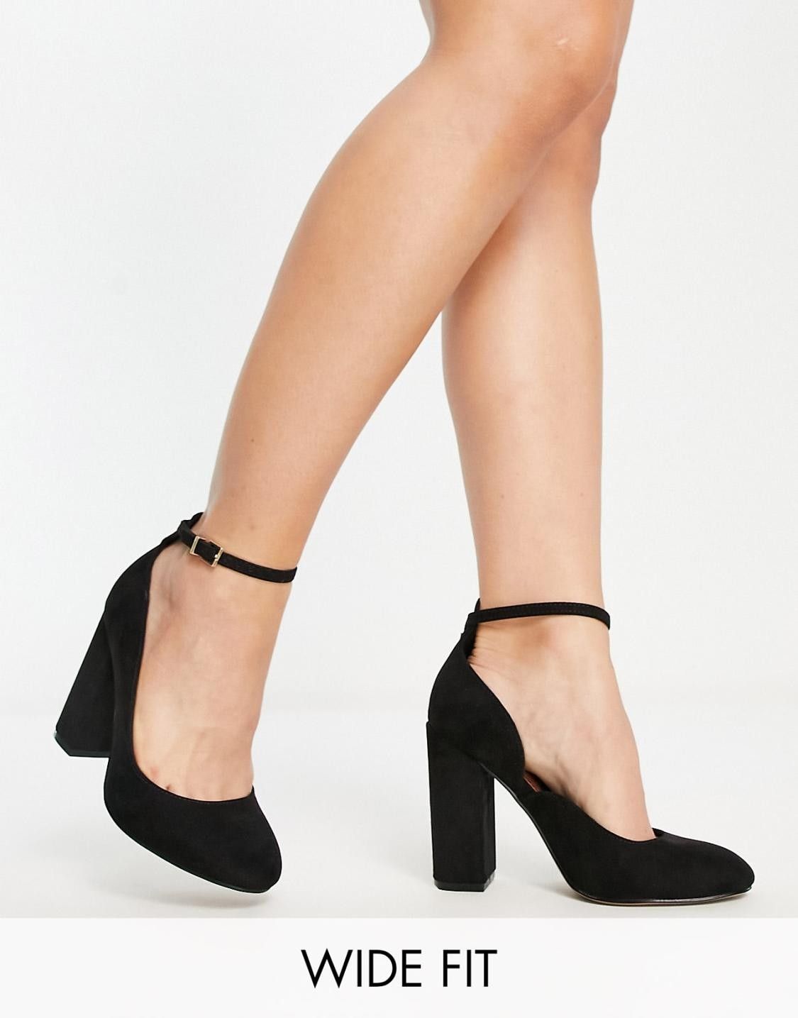 ASOS DESIGN Wide Fit Placid high block heels in black, photo 3