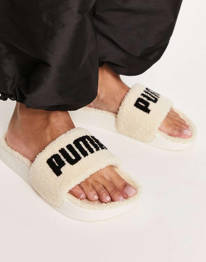 PUMA Sherpa leadcat slides in beige, photo 4