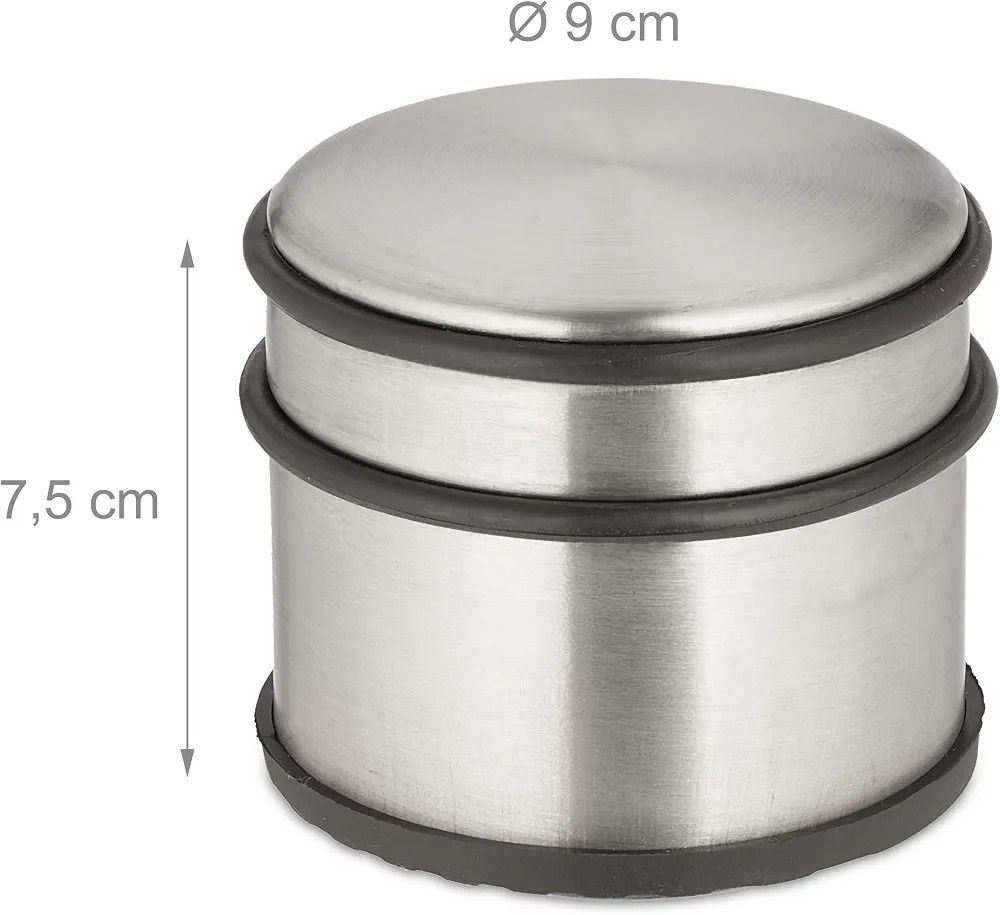 Relax Days from w5 Stainless Steel Door Stoppers, Height x Ø: 7.5 x 9 cm, High and Heavy Duty, Non-Slip, Ladder Brake, Silver/Black