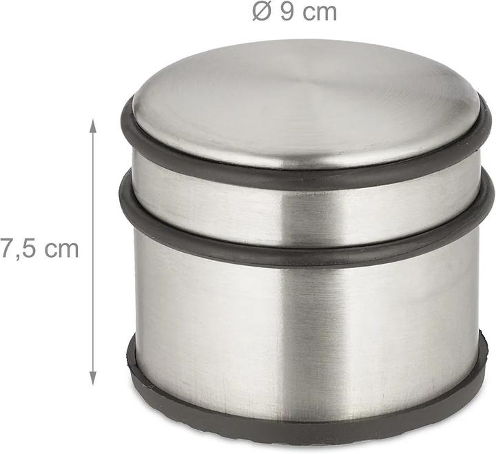 Relax Days from w5 Stainless Steel Door Stoppers, Height x Ø: 7.5 x 9 cm, High and Heavy Duty, Non-Slip, Ladder Brake, Silver/Black