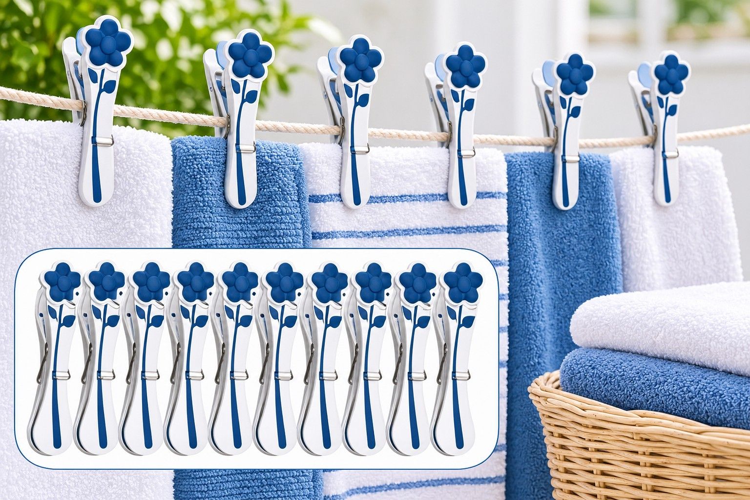 W5 Blue Flower Laundry Pegs, photo 2