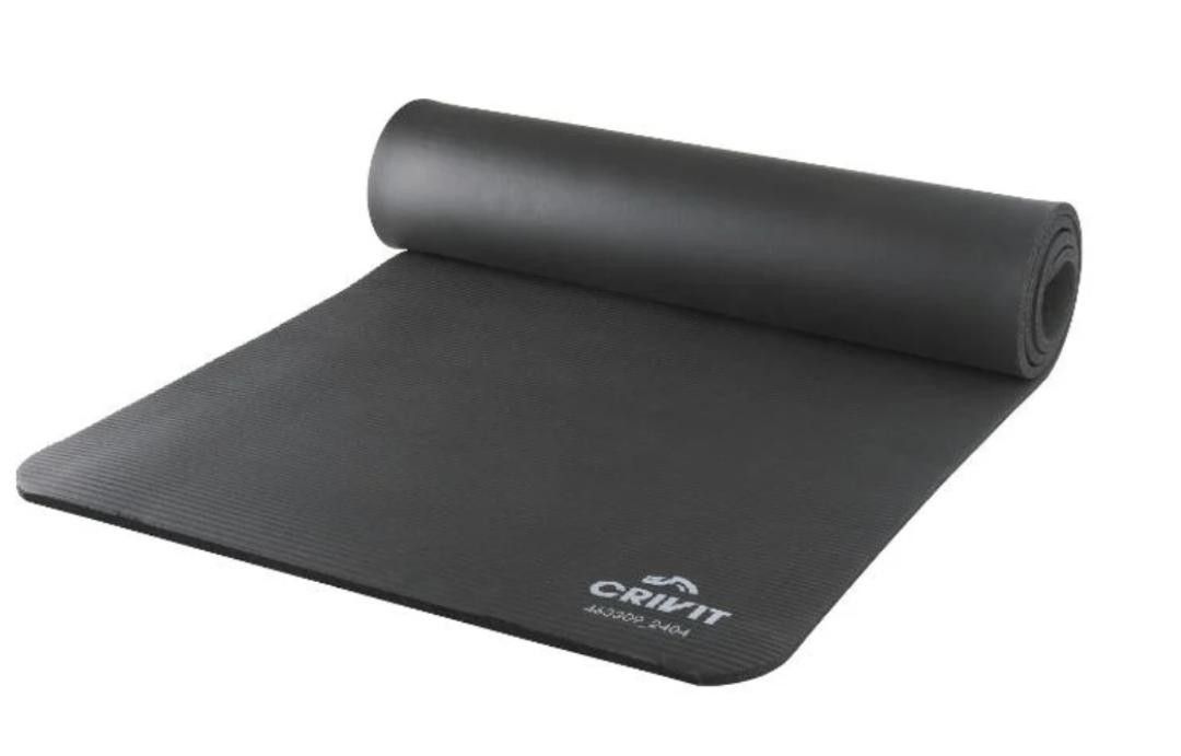 Exercise mat with carrying strap, 180x58x1cm BLACK CRIVIT
