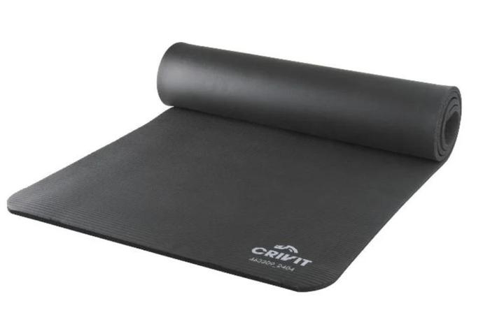 Exercise mat with carrying strap, 180x58x1cm BLACK CRIVIT