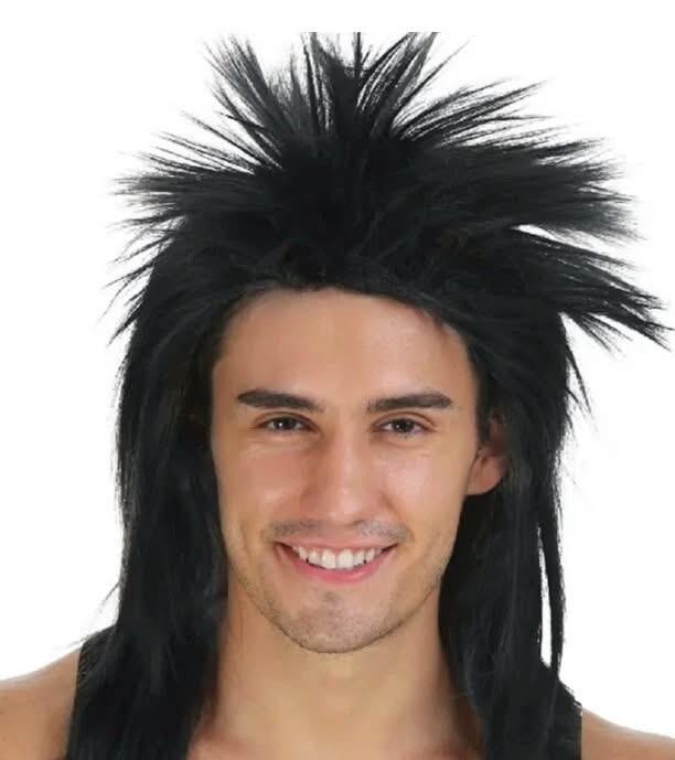 Spiky hallowen Punk Rock Wig - Black - Mullet