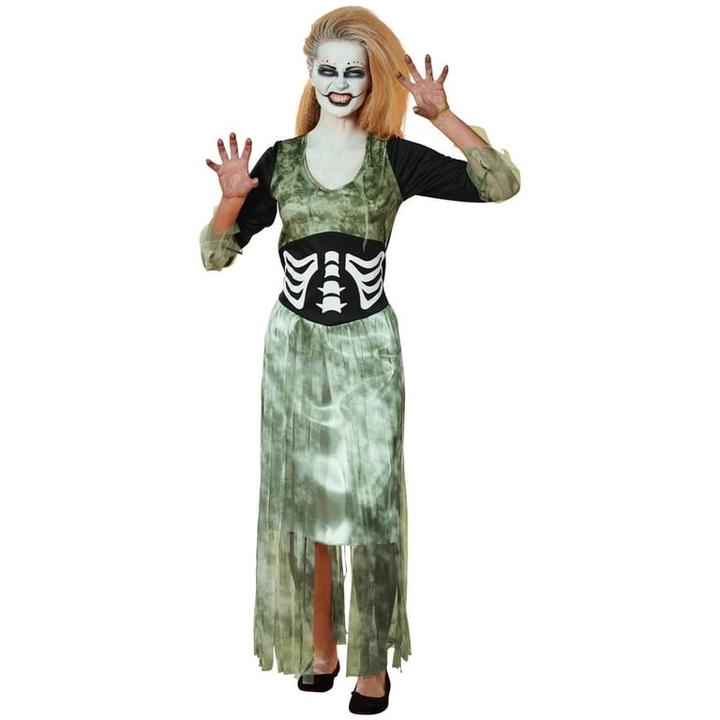Gray and Black Zombie Bride Women Adult Halloween Costume