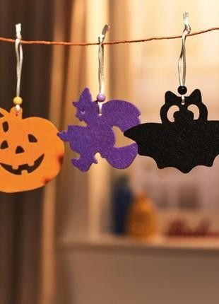 Felt Halloween decor. Spider pumpkin decoration accessories garland carnival, photo 3