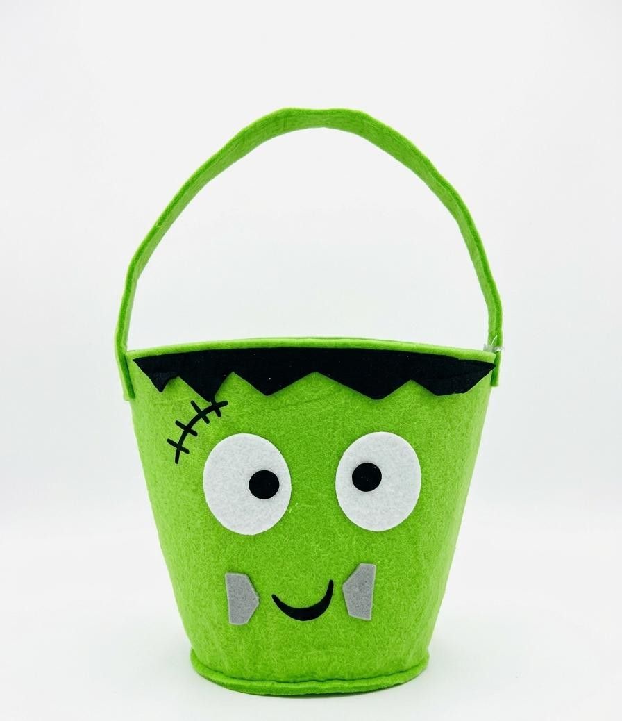 • Halloween Frankenstein Monster Felt Trick-or-Treat Candy Bucket