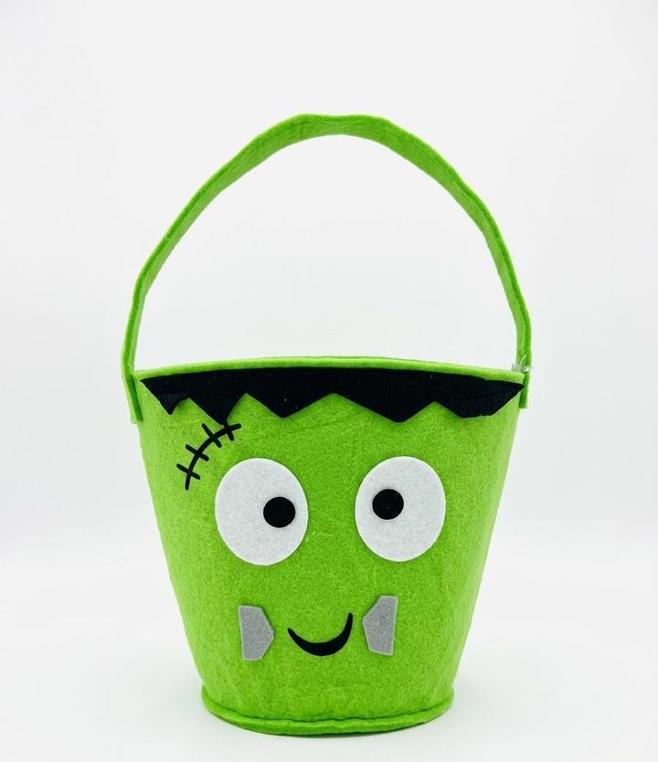 • Halloween Frankenstein Monster Felt Trick-or-Treat Candy Bucket