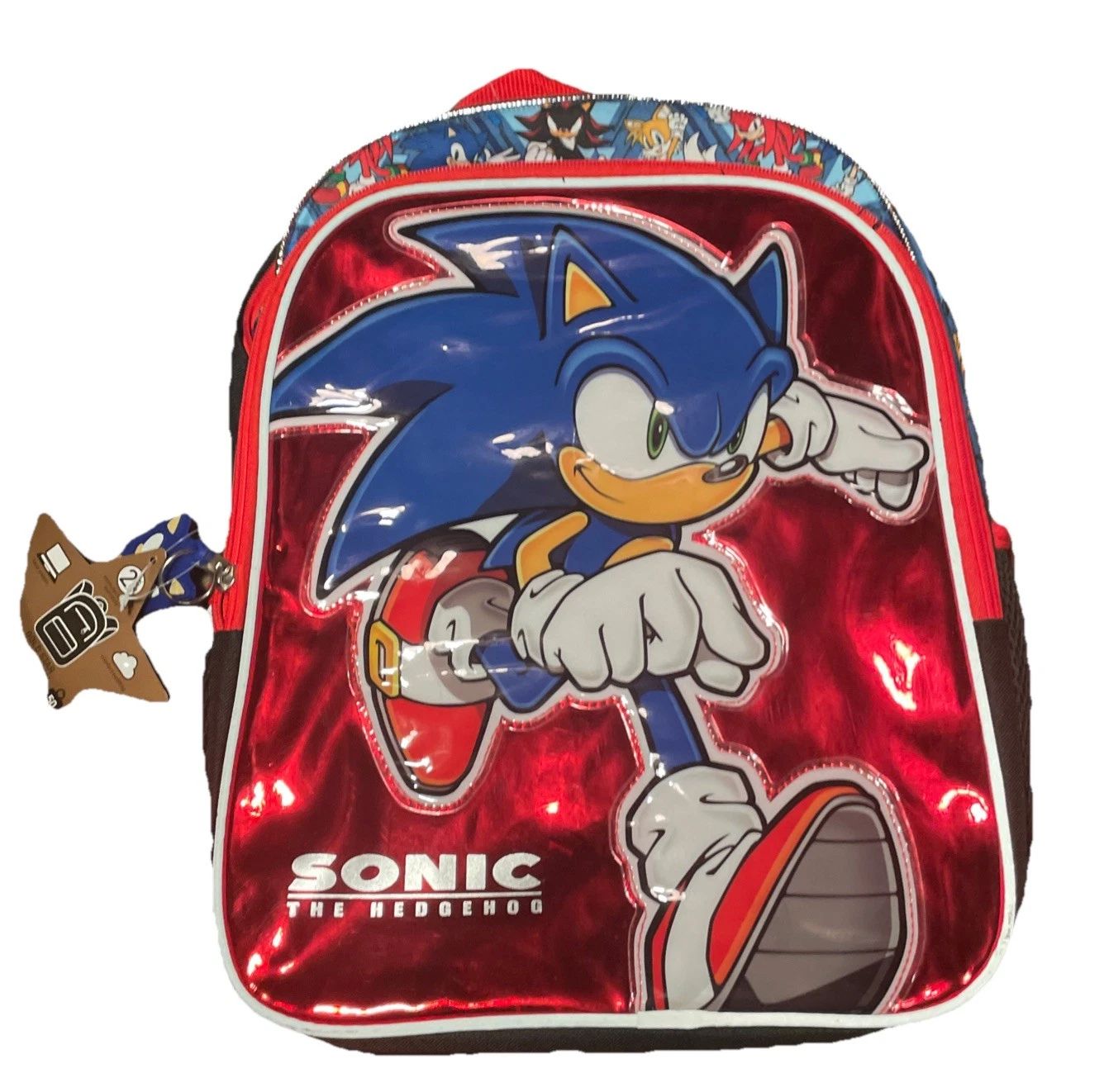 Sonic The Hedgehog Kids 16” Backpack Gold Star collection shinny red — view 1 of 2