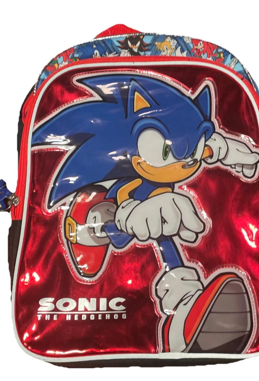 Sonic The Hedgehog Kids 16” Backpack Gold Star collection shinny red