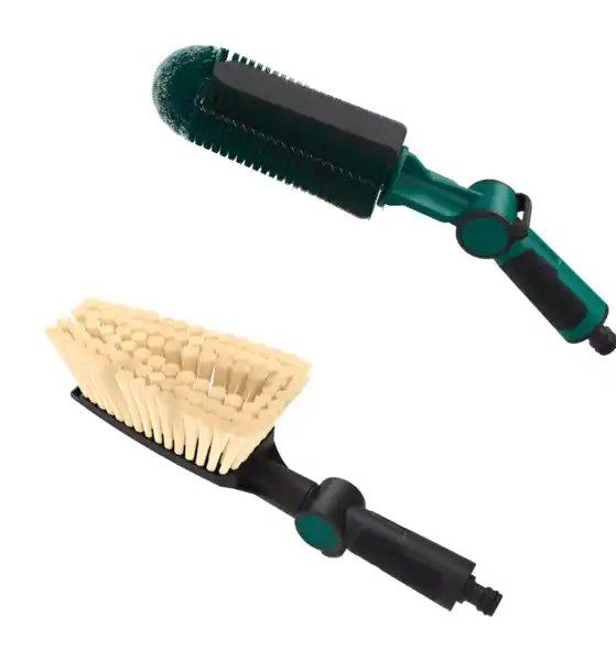 فرشاة يدوية بشعيرات صلبة ووصلة ماء من GARDENLINE لتنظيف أدوات الحديقة وحاويات النفايات, photo 3