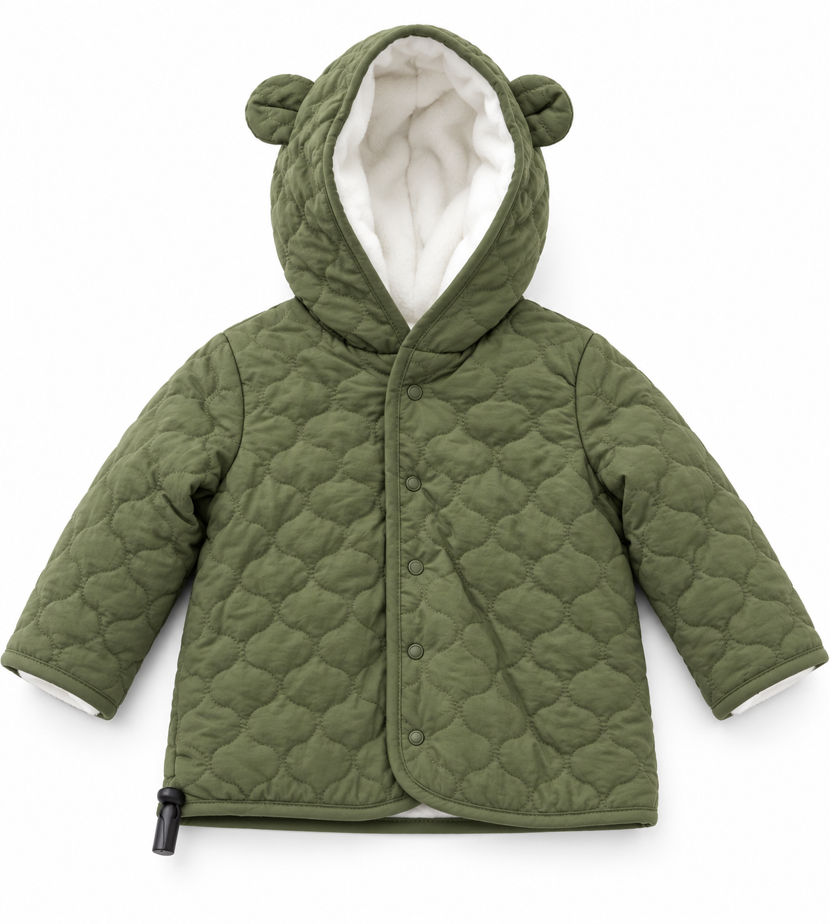 First Impressions Olive Quilted Hooded Jacket