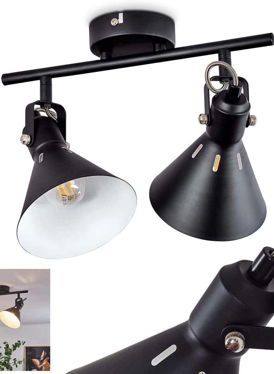Upiano Modern Black and White Metal Ceiling Light with Adjustable Spotlights 2 x E14 Max 40 W LED Compatible