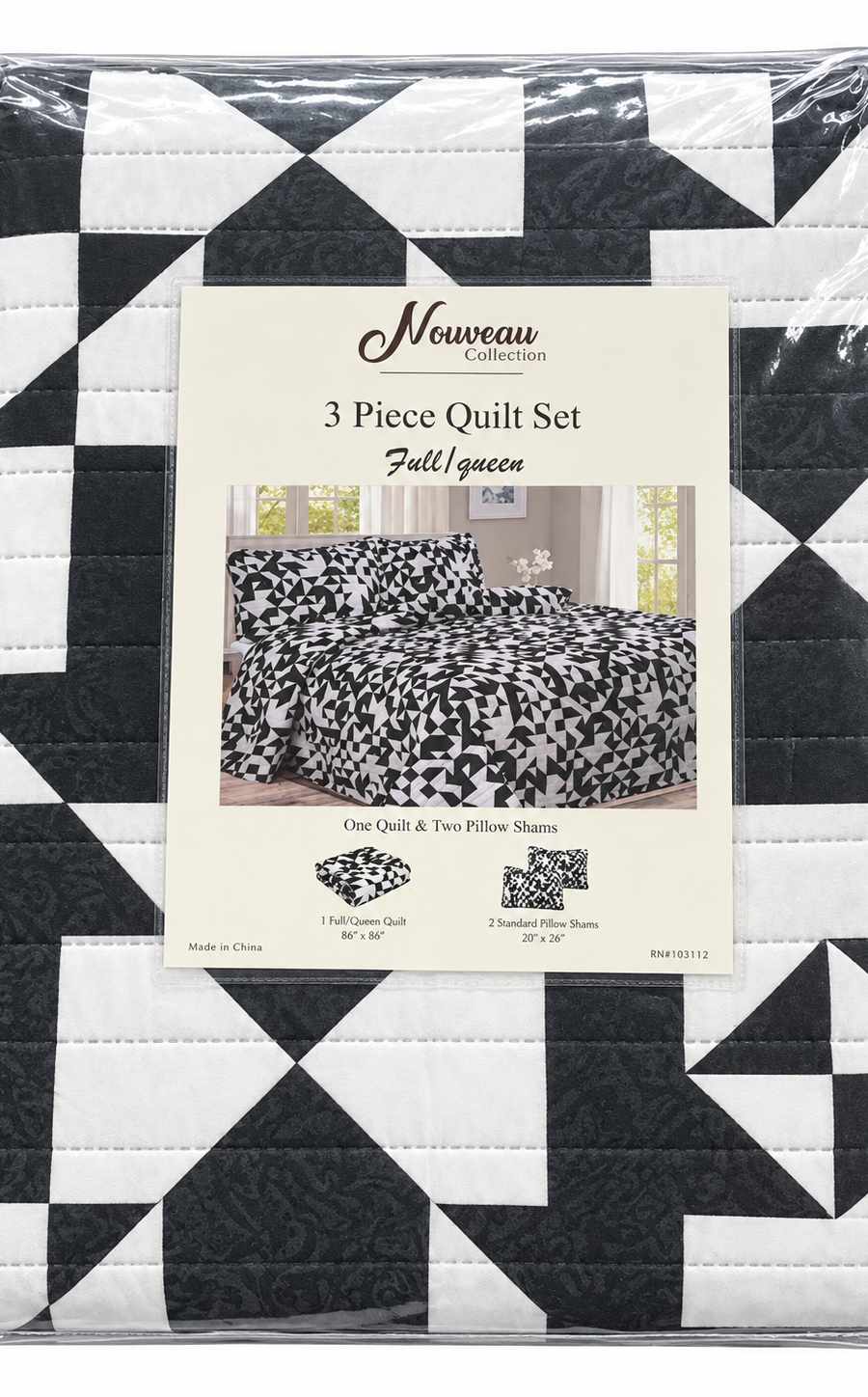 Grey Plaid 3-Piece Full/Queen Quilt Set