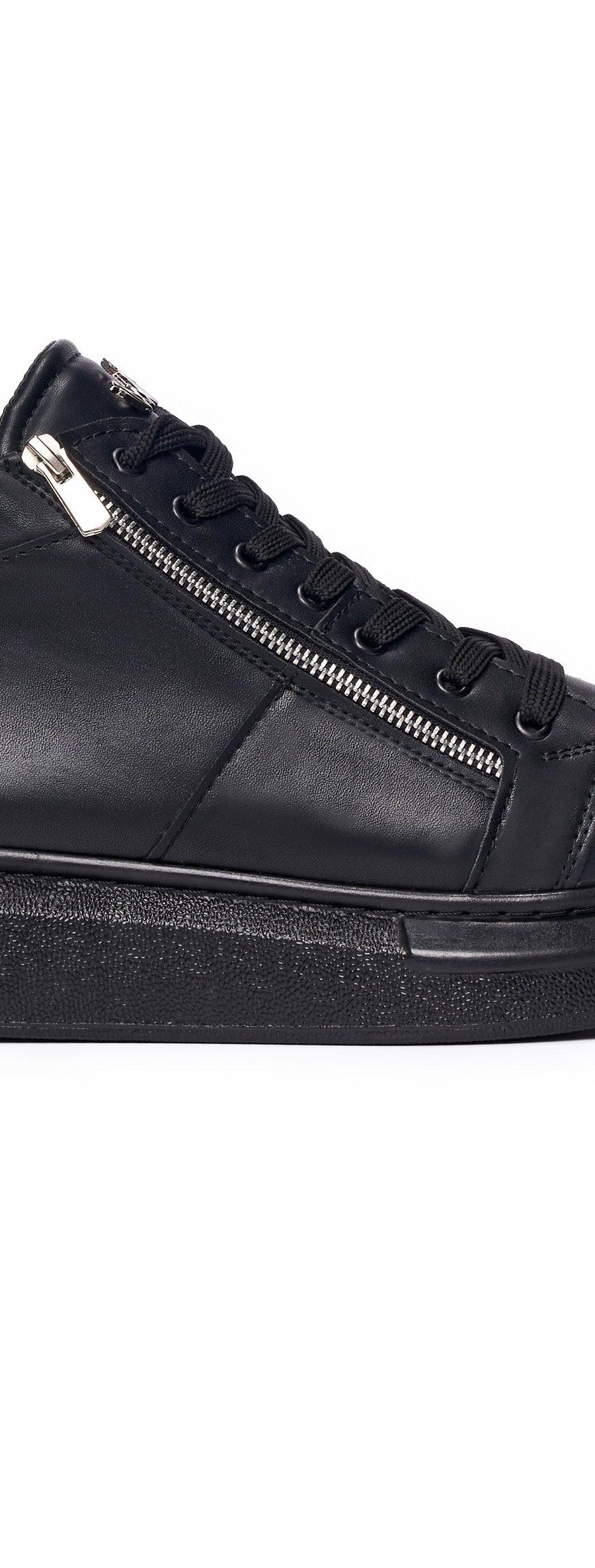 calvin klein Men's High-Top Designer Zip Sneakers, Black
