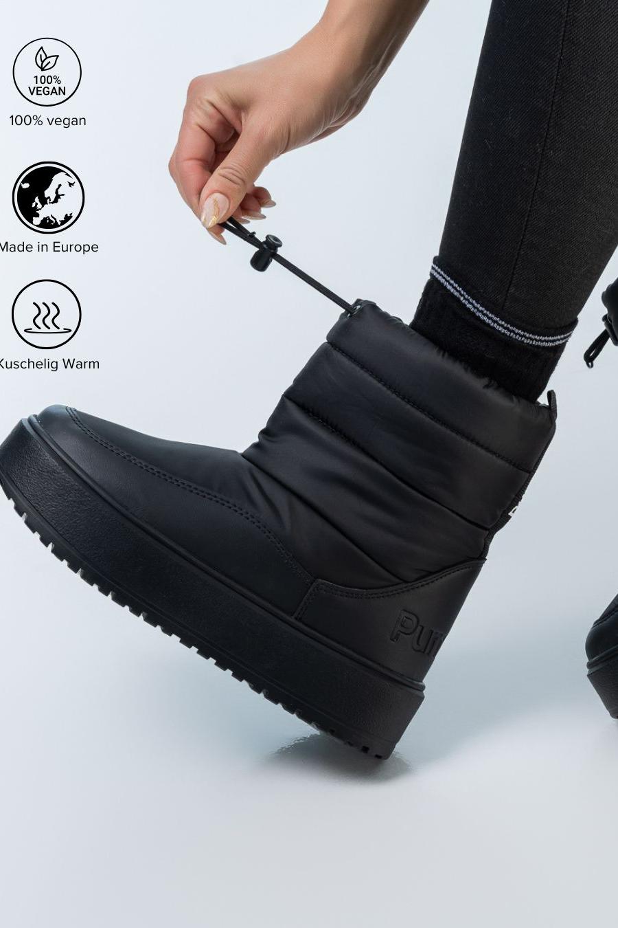 Women's Black Puffer Winter Boots
