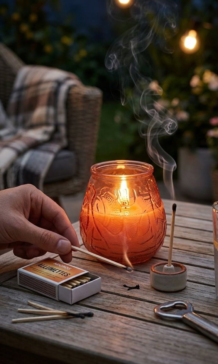 شمعة حديقة بالسترونيلا في مرطبان زجاجي برتقالي تيراكوتا بارز من Migros Home, photo 2