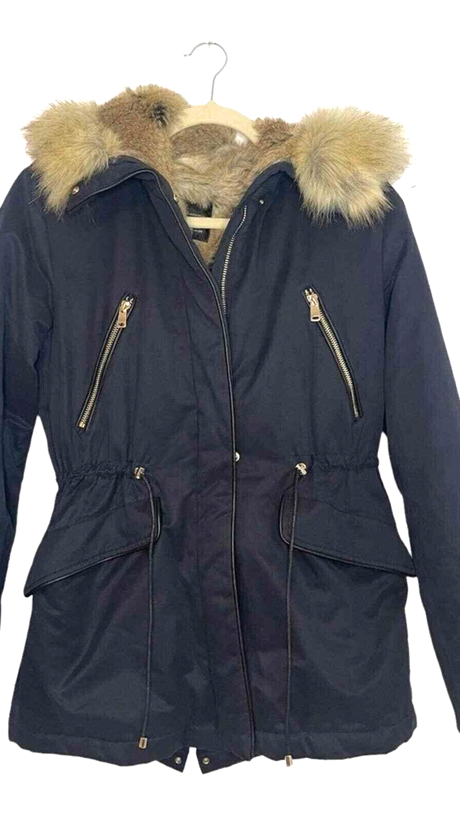 Zara Trafaluc Fur Parka Navy