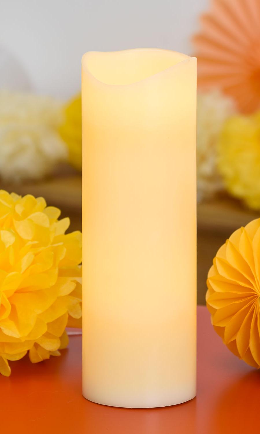 Rustic Pillar Candle, ivory wax, h 30 cm, warm white LED