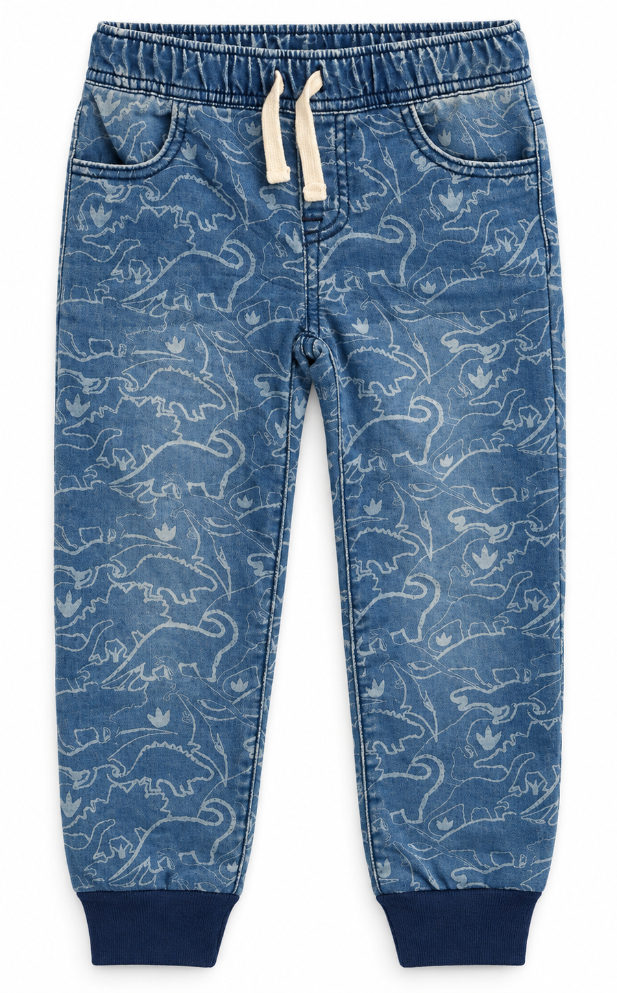 Gap Kids Dinosaur Print Denim Jogger Jeans Blue 2T Pull On