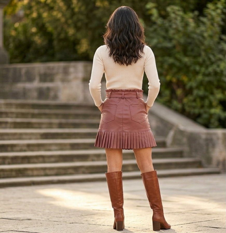 تنورة جلد صناعي نسائية Zara, photo 2