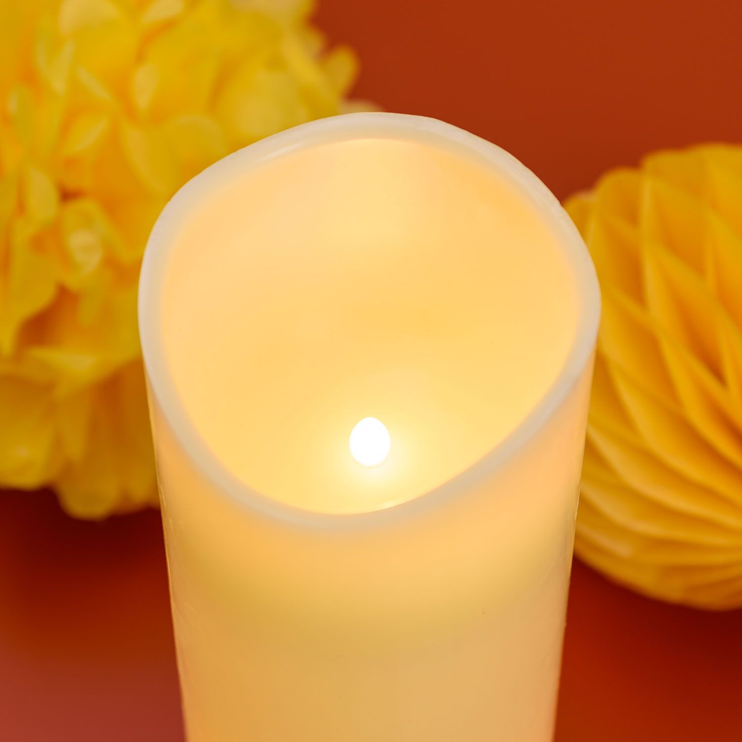 Rustic Pillar Candle, ivory wax, h 30 cm, warm white LED, photo 2