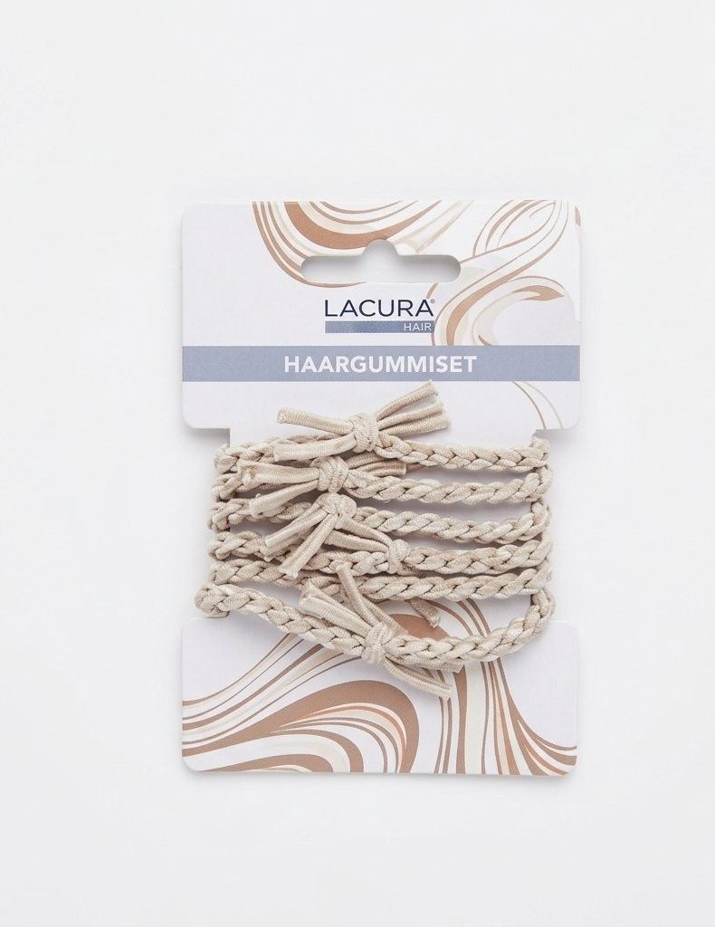 طقم ربطات شعر مضفرة مطاطية من Lacura – بيج