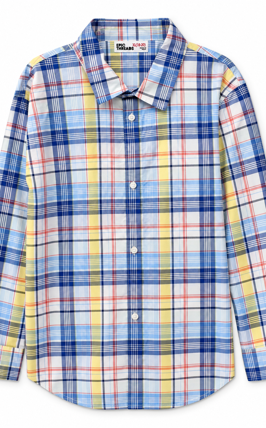 Epic Threads Boys’ Multicolor Plaid Long-Sleeve Shirt