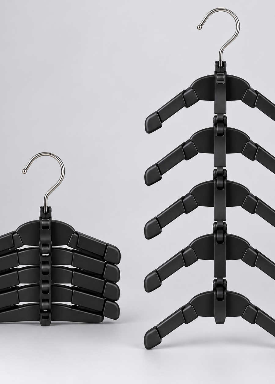 5-Tier Space-Saving Cascading Clothes Hanger – Black