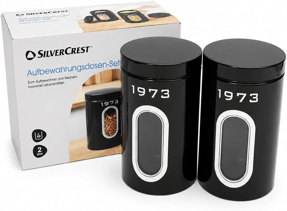 Retro 1973 Storage Canister Set, 2 x 1.5 L, Black