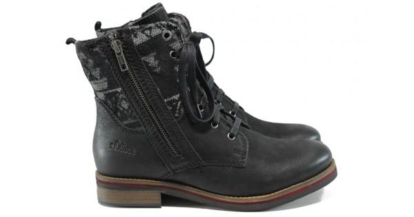 s.Oliver Women's Boots 5-25354-37, Black Genuine Leather