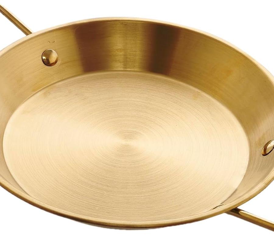 Stainless Steel Serving Pan 22 cm with Two Handles - Gold
