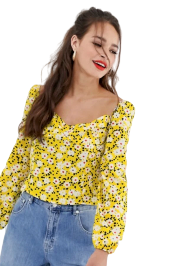Musier Paris Petunia Floral Print Square Neck Crop Top — view 1 of 6
