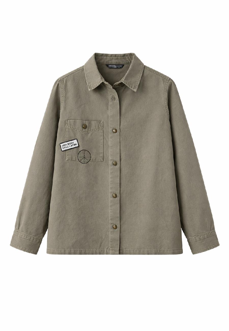 Zara Graphic Patch Utility Shirt Jacket – Khaki