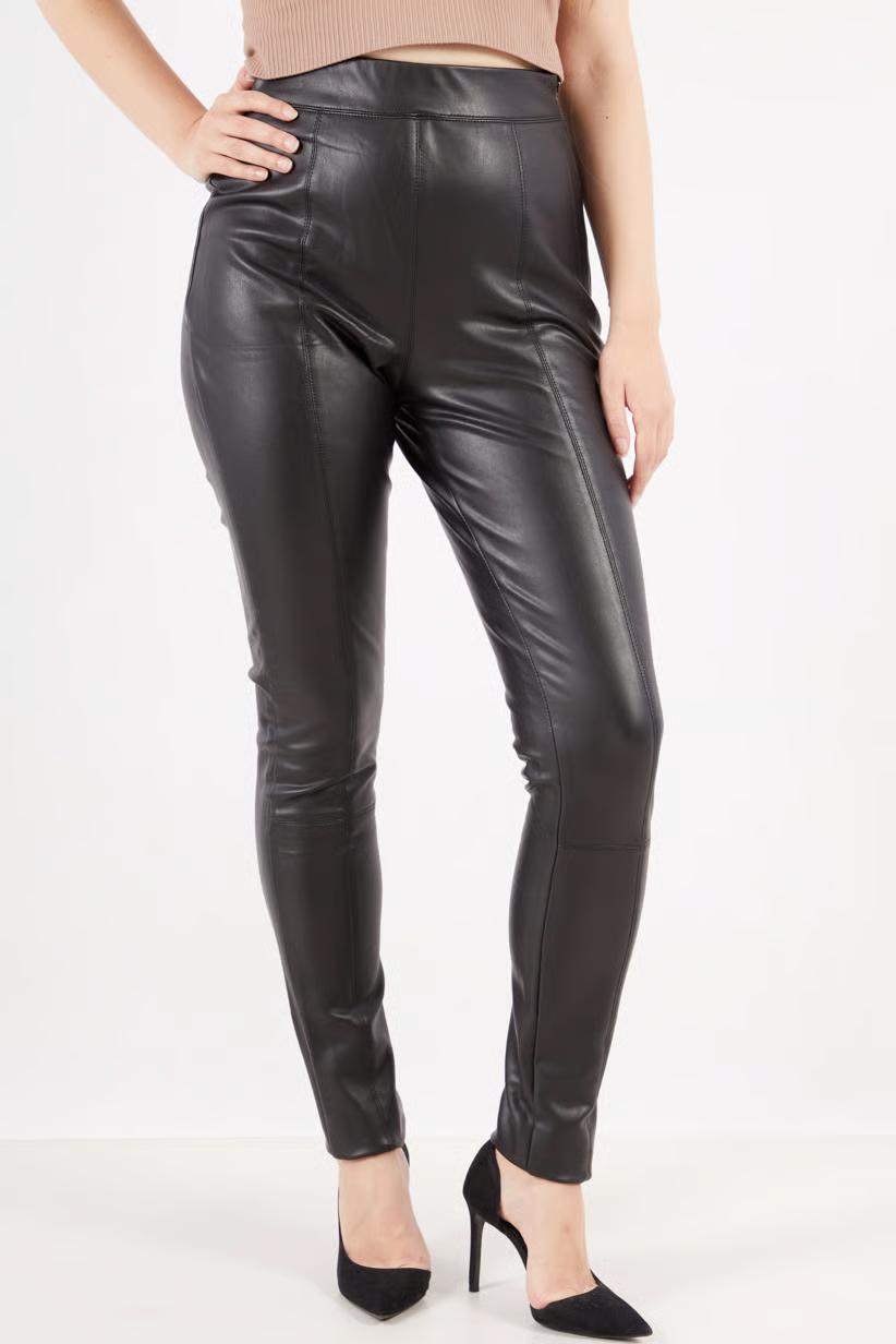 Topshop High-Waisted Faux Leather Skinny Pants with Side Zip