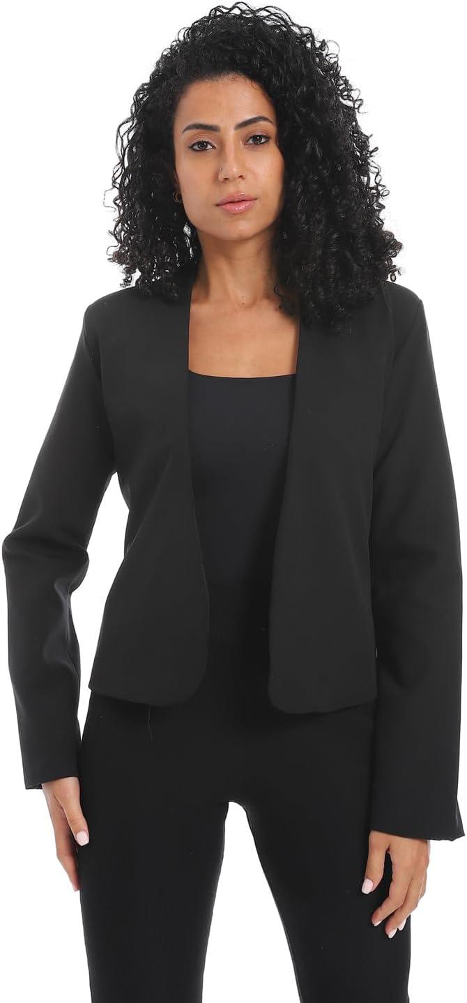 Andora Womens Open Neckline Slip On Short Blazer