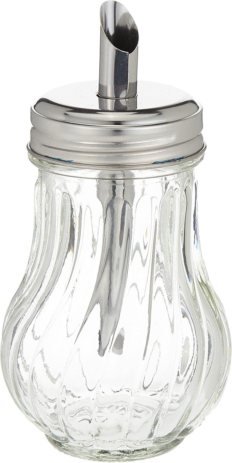 Glass Sugar Dispenser with Stainless Steel Lid & Pour Spout