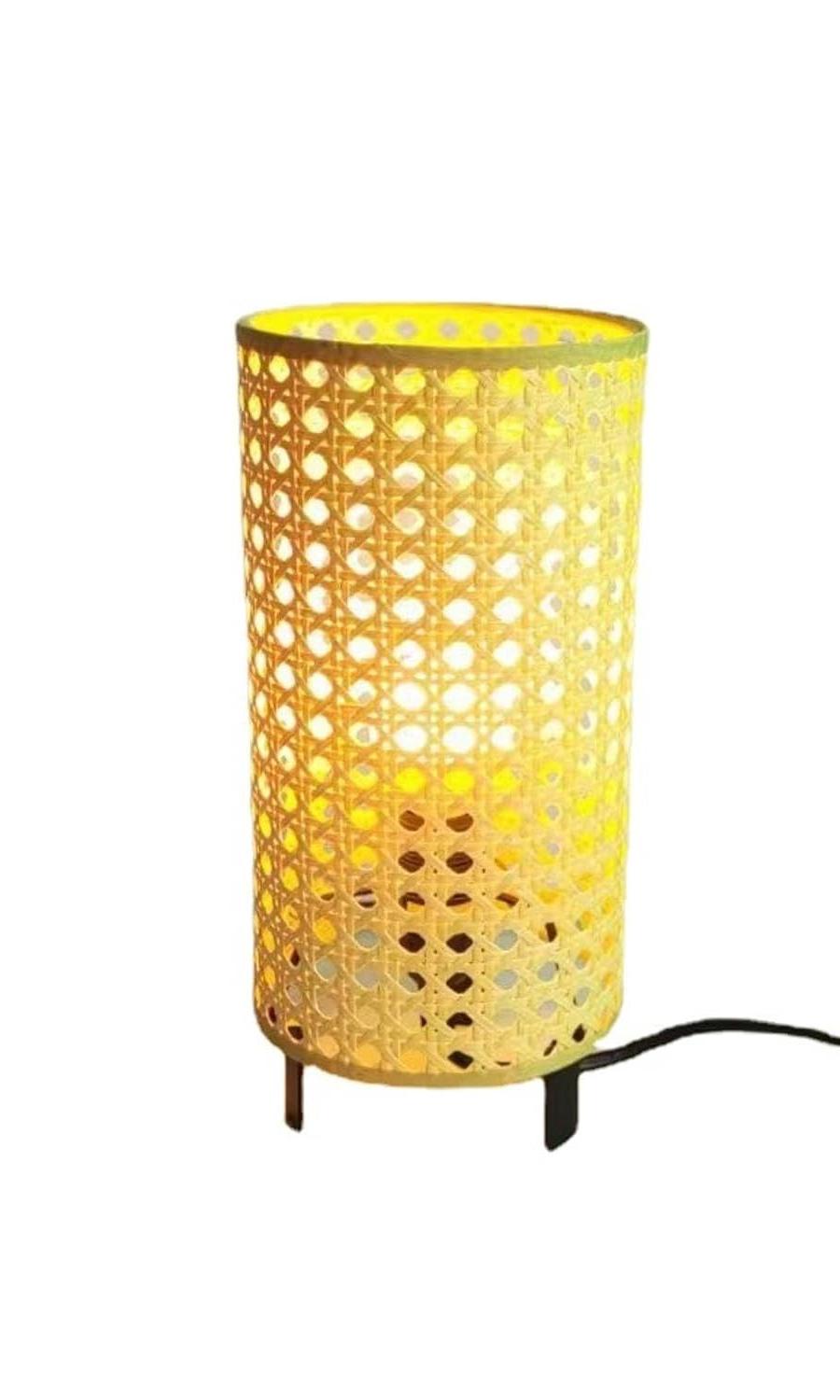 CLOVRIX Rattan Table Lamp with Black Base